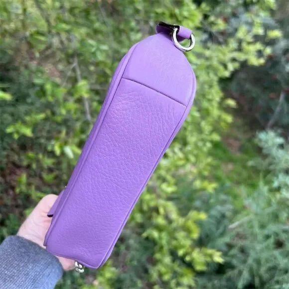 COACH Purple Pebble Leather Shoulder Bag Clutch w Silver Hardware AUTHENTIC - Picture 6 of 9